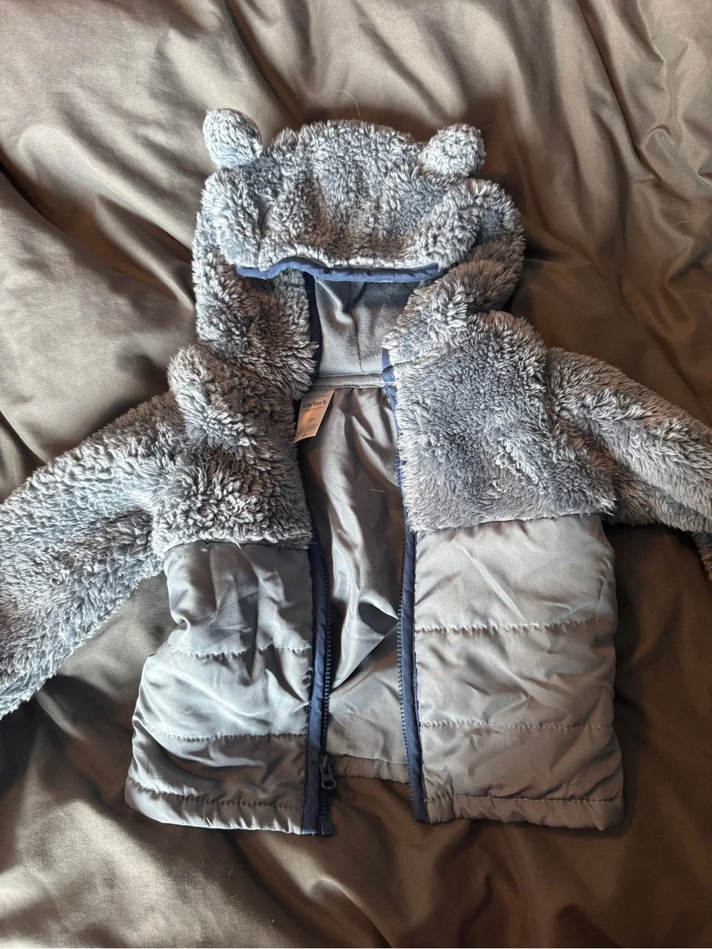 Carter's Plush Hooded Puffer Jacket - Gray